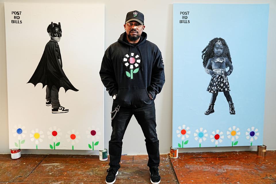 Artist Guy Stanley Philoche in his studio